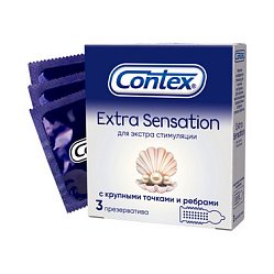 Презерватив CONTEX №3 extra sensation (с крупными ребрами и точками)