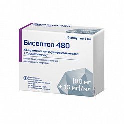 Бисептол 480 конц д/приг р-ра д/инф 80мг+16 мг/мл 5 мл №10
