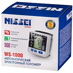 Тонометр Nissei WS 1000 автомат (манжета на запястье) (индикатор аритмии) (память 30х2)