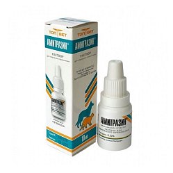 Амитразин р-р 10 мл отодектоз (ушной клещ) нотоэдроз демодекоз для кошек и собак