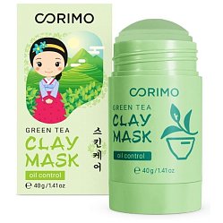 Corimo маска глиняная зелен д/лица 40 г зелен чай/алоэ (стик)