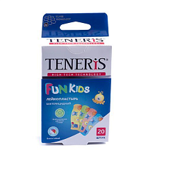 Пластырь (бактерицидный) Teneris Fun kids (основа полимерная) №20 с ионами серебра д/детей (с рисунком)