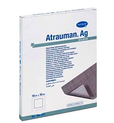 Повязка на рану Атрауман Ag (основа мазевая с серебром) 10х10 см №10 (все фазы раневого процесса)
