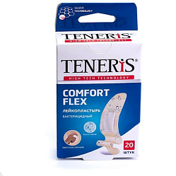 Пластырь (бактерицидный) Teneris Comfort flex (основа полимерная) суперэластичн №20 с ионами серебра