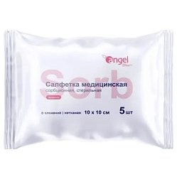 Салфетки мед стерил (неткан) сорбцион 10х10 см №5 Angel (8-ми слойн)