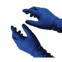 Перчатки смотр н/стерил латекс MANUAL HR419 синие неопудр текстур L №25