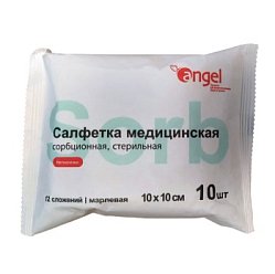 Салфетки мед стерил (марлевые) сорбцион 10х10 см №10 Angel (12-ти слойн)