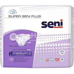 Подгуз д/взр Seni super plus Air N2 M (55-75кг) (талия 75-110см) №10 (впит 2400мл) ночные