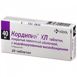 Кордипин XЛ таб с пролонг высв п/пл/о 40 мг №20