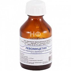 Левомицетин р-р спирт д/нар прим 3 % 25 мл