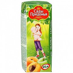 Сок Сады Придонья яблоко/абрикос 0.2 л с 5м (б/сахара)
