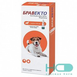 Бравекто спот-он р-р д/собак от 4.5-10кг д/нар прим 250 мг
