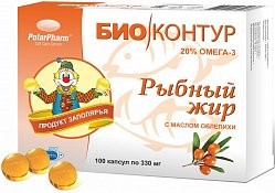 Рыбный жир Биоконтур капс 0.33 г №100 (облепиха) БАД