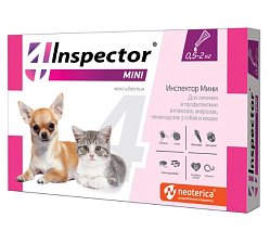 Инспектор Mini капли от внутр и наружн паразитов д/кошек, собак, котят и щенков от 0.5-2кг №1