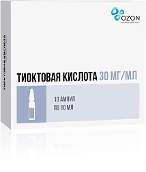 Тиоктовая к-та конц д/приг р-ра д/инф 30 мг/мл 10 мл №10