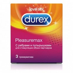 Презерватив Дюрекс №3 pleasuremax (с ребрами и пупырышками)
