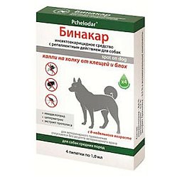 Бинакар капли инсектоакарицидные д/собак средних пород 1.0 мл №4 (амп)