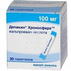Депакин Хроносфера гран с пролонг высв 100 мг №30 (пак)