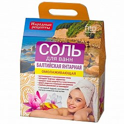 Соль д/ванн Народные рецепты 500 г Балтийская янтарная омолаживающая
