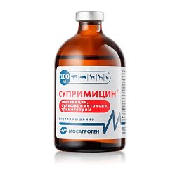 Супримицин р-р д/ин 100 мл (фл) (гентамицин/сульфадиметоксин/триметоприм)