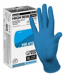 Перчатки смотр н/стерил латекс MANUAL HR419 синие неопудр текстур XL №25