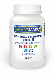 Благомакс Комплекс витаминов группы В капс 0.15 г №90 БАД