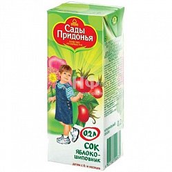 Сок Сады Придонья яблоко/шиповник 0.2 л с 6м (б/сахара)
