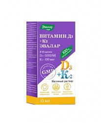 Витамин D3 + К2 капли д/приема вн 500 ЕД 10 мл Эвалар БАД