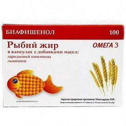 Рыбий жир Биафишенол капс 0.3 г №100 (масло зарод.пшеницы/льна) БАД