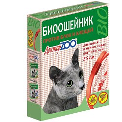 Доктор ZOO ошейник против блох и клещей д/кошек и собак мелк пород 35 см красный