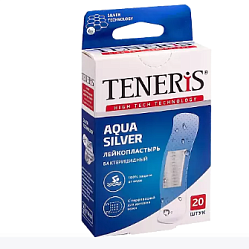 Пластырь (бактерицидный) Teneris Aqua Silver (основа полимерная) №20 с ионами серебра (прозрачн)