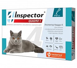 Инспектор Квадро К капли от внутр и наружн паразитов д/кошек от 4- 8кг №1