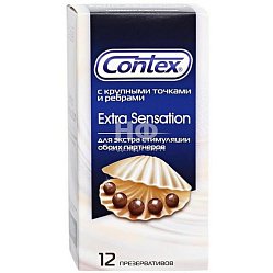 Презерватив CONTEX №12 extra sensation (с крупными ребрами и точками)