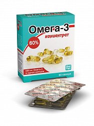 Омега 3 (концентрат 60%) капс 1000 мг №80 БАД