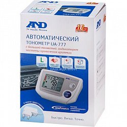 Тонометр AND UA 777 автомат (манжета на плечо стандарт 22-32см) (индикатор аритмии) (память 90) (адаптер)