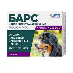 Барс капли инсектоакарицидные д/собак от 40-60кг 4.02 мл №1