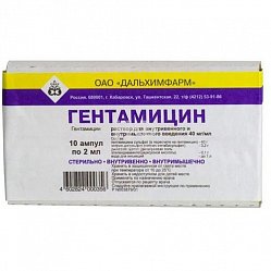 Гентамицин р-р для в/в и в/м введ 40 мг/мл 2 мл №10