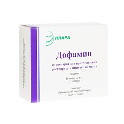 Дофамин конц д/приг р-ра д/инф 40 мг/мл 5 мл №10