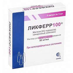 Ликферр 100 р-р для в/в введ 20 мг/мл 5 мл №5